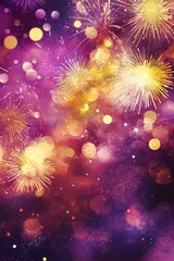 Aufkleber - New Year eve fireworks and bokeh. Abstract background holiday with AI generative.