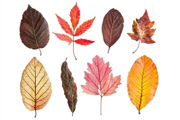 Poster - In autumn season, multicolored leaves fall and fly across the background.