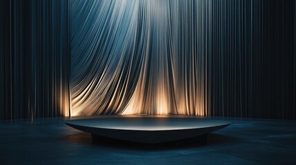 Fototapete - Sophisticated 3D-rendered podium with crisp geometric lines and a minimalist studio backdrop