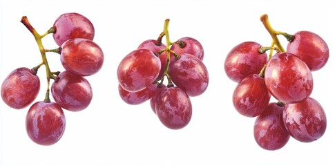 Aufkleber - Clusters of various grapes isolated on a white background, different types of pale green grapes, juicy fruit with high vitamin content.