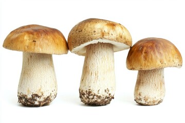 Poster - On background, brown fresh mushrooms, high nutrient and protein fungi.