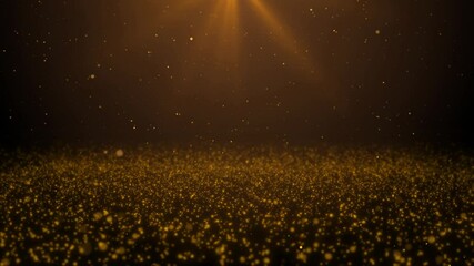 Wall Mural - gold particles moving glitter luxury particles background. energy flying wave flash lights. dust fli