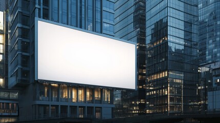 Aufkleber - The modern office building is framed by a blank white advertising billboard : Stock image