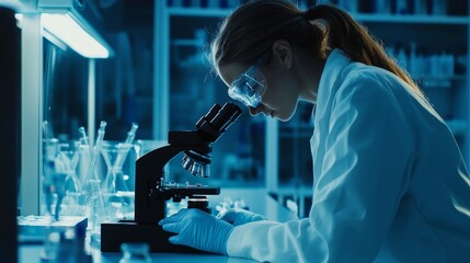 Poster - Advanced genetics and health research involving DNA in biotechnology laboratories