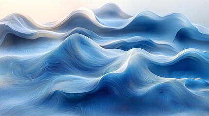 Poster - A vibrant blue abstract wave pattern undulates against a crisp white background, capturing a sense of dynamic movement and energy.