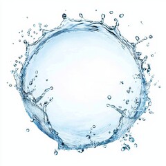 Poster - Aqua splash round frame, isolated liquid splash in 3D