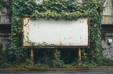 Poster - Green leaves and spring billboard on a white background