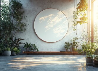 Fototapete - Mockup and template for a flat style signboard with a logo or text on a background of a street advertising city shop