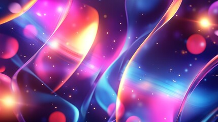 Wall Mural - abstract smooth waves with glowing particles in vivid colors