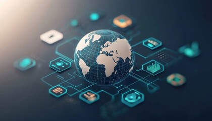 Poster - Global data networking cloud computing solutions cyber security strategies modern storage digital environment innovative concepts