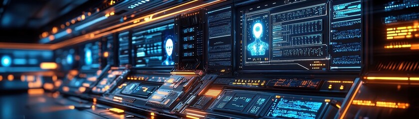 Poster - Futuristic data center showcasing cloud computing and cyber security innovations high-tech environment ultra-modern viewpoint