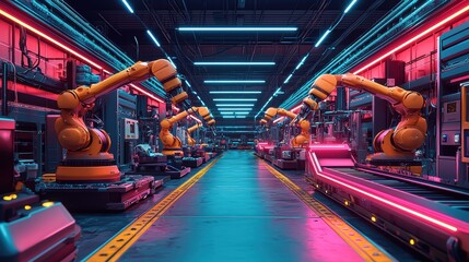 Poster - Automated data storage and cyber security operations in a futuristic warehouse with robotics and cloud computing technology