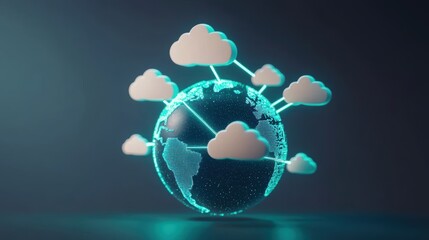 Poster - Cloud computing action data storage and cyber security networking virtual environment global viewpoint concept