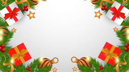 Poster - Colorful Background for Season Celebration Christmas With 3d Element. Design Illustration for Cover, Print, Poster, Wallpaper, Background, Banner, Pamphlet, Presentation