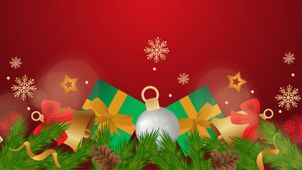 Poster - Colorful Happy New Year 3d Christmas Background Composition Ofelements With Decorations. Design Illustration for Cover, Print, Poster, Wallpaper, Background, Banner, Pamphlet, Presentation