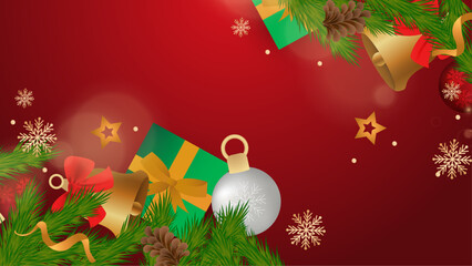 Poster - Colorful Background for Season Celebration Christmas With 3d Element. Design Illustration for Cover, Print, Poster, Wallpaper, Background, Banner, Pamphlet, Presentation