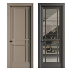 Two doors, one is brown and the other is black