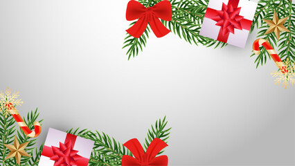 Poster - Colorful Christmas Background for Season Celebration With 3d Ornaments and Elements. Vector Illustration. Design Illustration for Cover, Print, Poster, Wallpaper, Background, Banner, Presentation