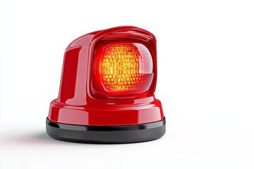 Aufkleber - A detailed 3D rendering of a red emergency beacon light, with visible reflections and a bright radiating glow. The light is isolated on a white background, creating a dramatic effect of realism,