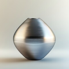 Wall Mural - silver brushed metal vase with a modern design on neutral backgr