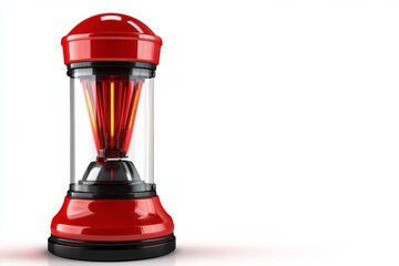Aufkleber - A glowing red emergency light with a sleek, modern design, isolated on a white background. The light emits a pulsating effect with radial beams and a reflective base, symbolizing alertness and