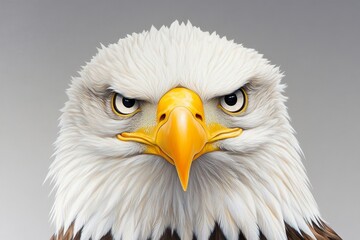 Poster - A hyper-realistic close-up of an American eagleâ€™s face, showcasing every feather and the sharpness of its piercing eyes