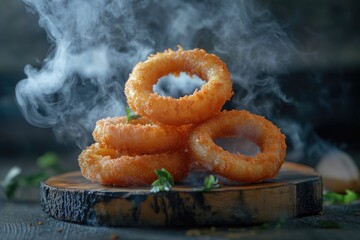 Sticker - Onion Rings on Wooden Cutting Board