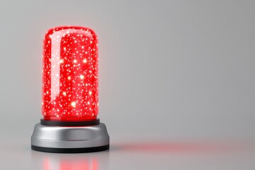 Aufkleber - A realistic red emergency light, glowing brightly with a spinning effect, placed on a white background. The light emits a vivid red glow with soft reflections and highlights, creating a sense