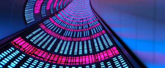 Poster - An AI and neural network is symbolized by neon 'deep learning' text with digital blocks.