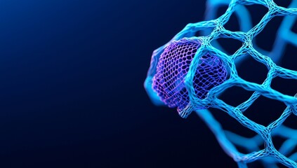 Poster - Data flow and AI learning are represented in an abstract neural network with interconnected nodes.