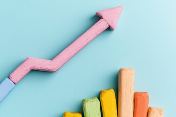 Poster - A simple line chart in abstract style, with arrows pointing upward, representing analytics growth