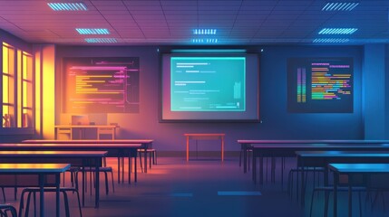 Poster - Neon Lit Classroom Displays Programming Code