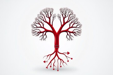 Poster - Aorta artery in a simple infographic, using clean lines and arrows to indicate blood flow direction