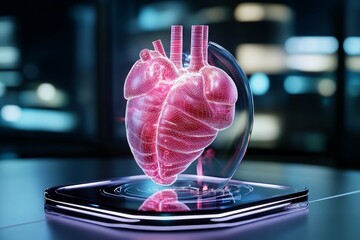 Poster - Aorta artery outlined with clean, sharp geometric shapes, highlighting its structure in a modern style