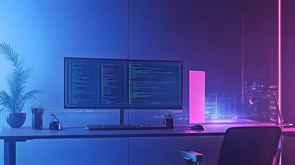 Aufkleber - A hybrid workspace featuring 3D glowing workflow trackers and 2D animated project updates. 4k resolution, Cinematic Scene