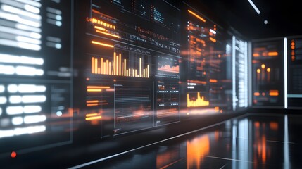 Aufkleber - A corporate hybrid strategy room showcasing 3D glowing organizational charts and 2D animated performance reviews. 4k resolution, Cinematic Scene