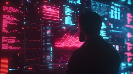 Poster - A professional presenting a strategy with 3D glowing data models and 2D real-time annotations. 4k resolution, Cinematic Scene