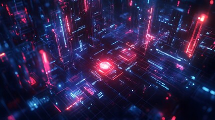 Poster - A virtual collaboration session featuring 3D glowing strategy visuals and 2D live task updates. 4k resolution, Cinematic Scene