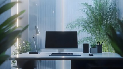 Poster - A minimalist workspace showcasing 3D holographic blockchain security layers with 2D task insights. 4k resolution, Cinematic Scene