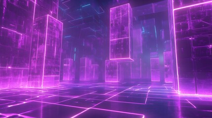 Poster - A digital brainstorming session reviewing blockchain-based sustainable solutions with 3D glowing diagrams and 2D glowing pathways. 4k resolution, Cinematic Scene