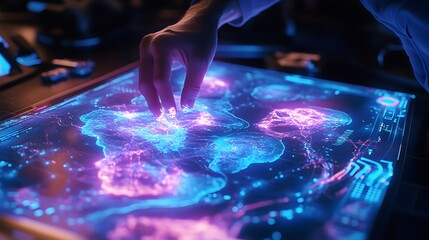 Poster - A collaborative design lab showcasing 3D glowing growth patterns with 2D visual annotations for action. 4k resolution, Cinematic Scene