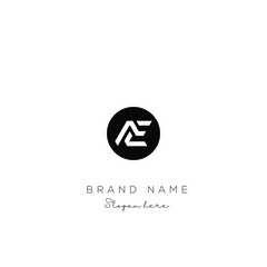 AE Letter Logo Design. Modern minimalistic creative AE letter initial icon vector template. Premium logo with Objects design. Elegant corporate identity.