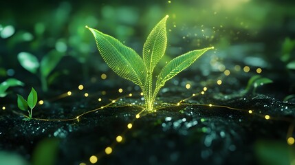 Poster - A professional presenting 3D glowing carbon footprint reduction strategies with 2D actionable task plans. 4k resolution, Cinematic Scene