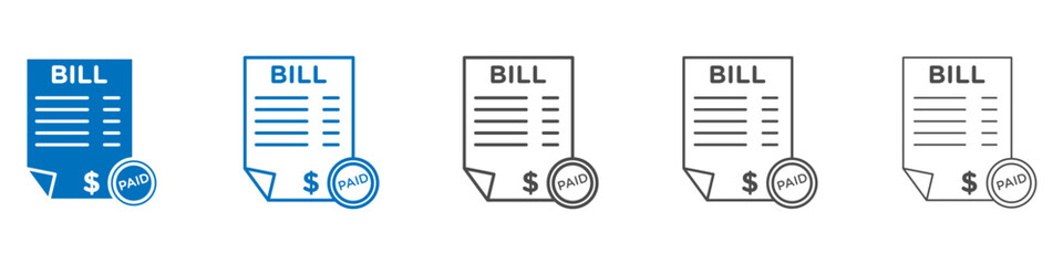 Poster - Bill paid icon vector set collection for web