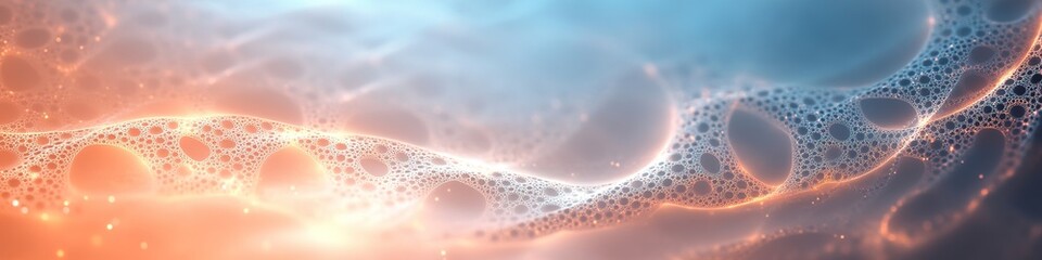 Wall Mural - ethereal orange and blue foam pattern with light effects