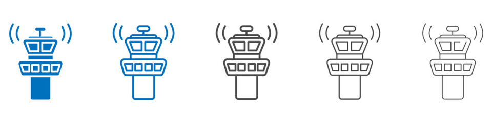 Poster - Flight control tower icon vector set collection for web
