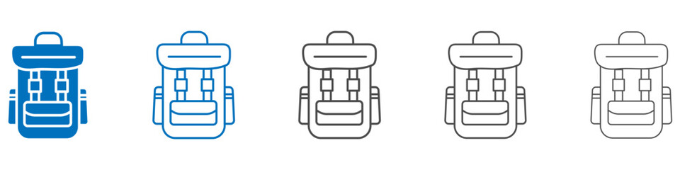 Poster - Hiking backpack icon vector set collection for web