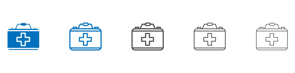 Poster - Medical aid kit icon vector set collection for web