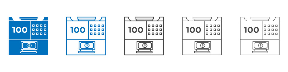 Poster - Money counting machine icon vector set collection for web