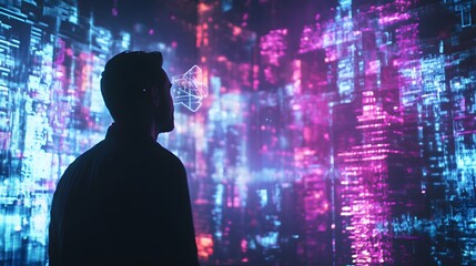 Poster - A designer interacting with AI-powered 3D holographic prototypes and 2D visual design feedback. 4k resolution, Cinematic Scene